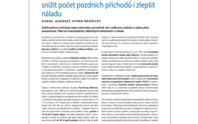 Provoz školy: Světlo dokáže zlepšit studijní výkon, snížit počet pozdních příchodů i zlepšit náladu