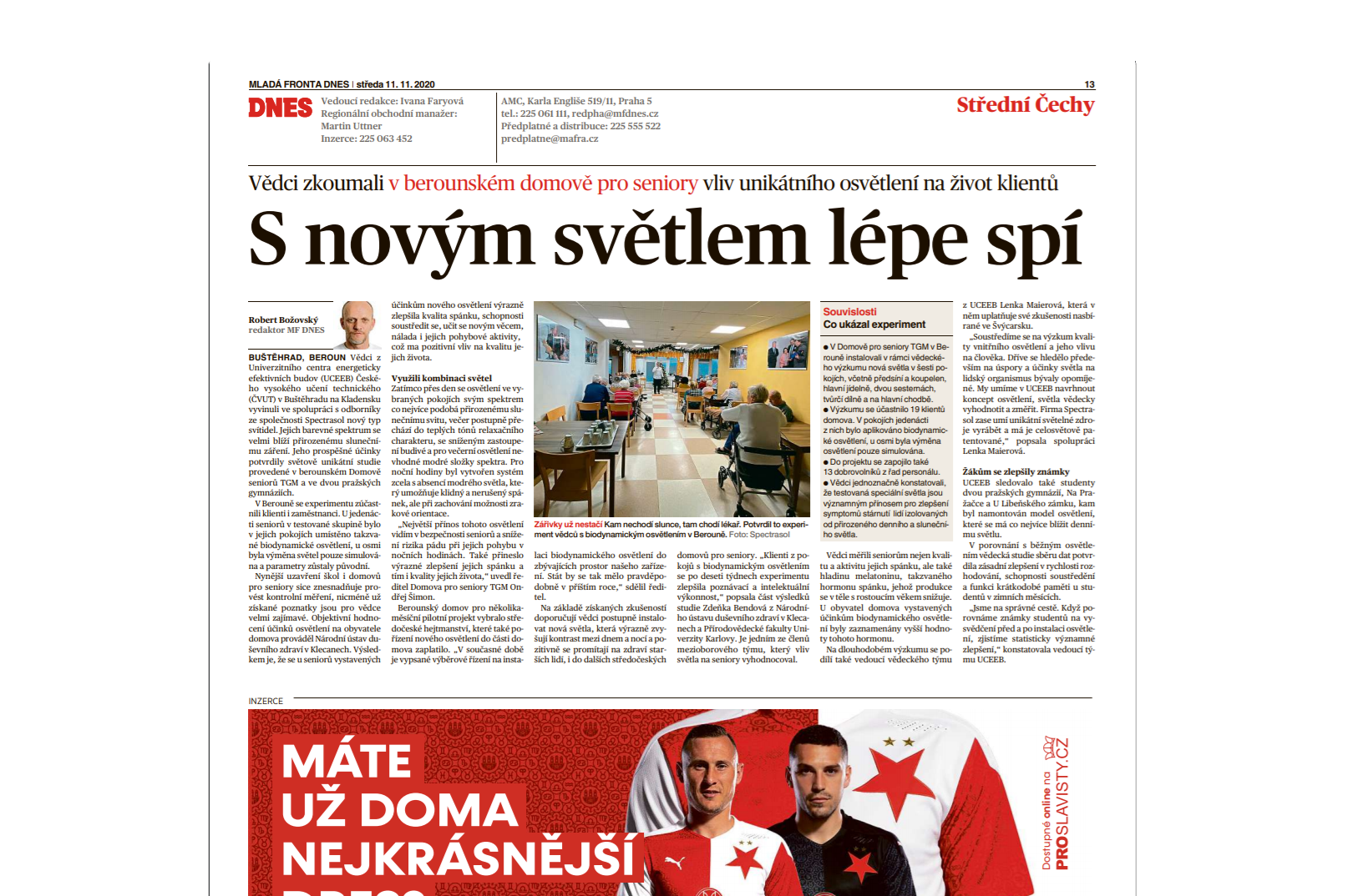 MF DNES: S novým světlem lépe spí