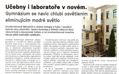 Vyškovský zpravodaj: Gymnázium má osvětlení eliminující modré světlo