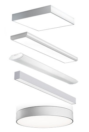 Koláž přisazených svítidel